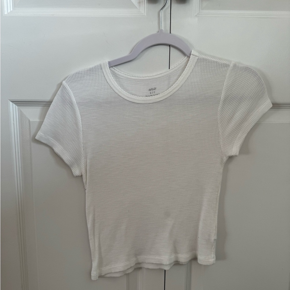 Aerie White Ribbed Tee